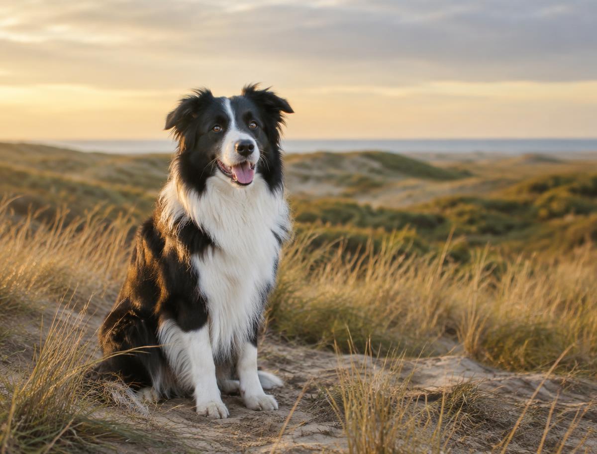 Border collie in de duinen