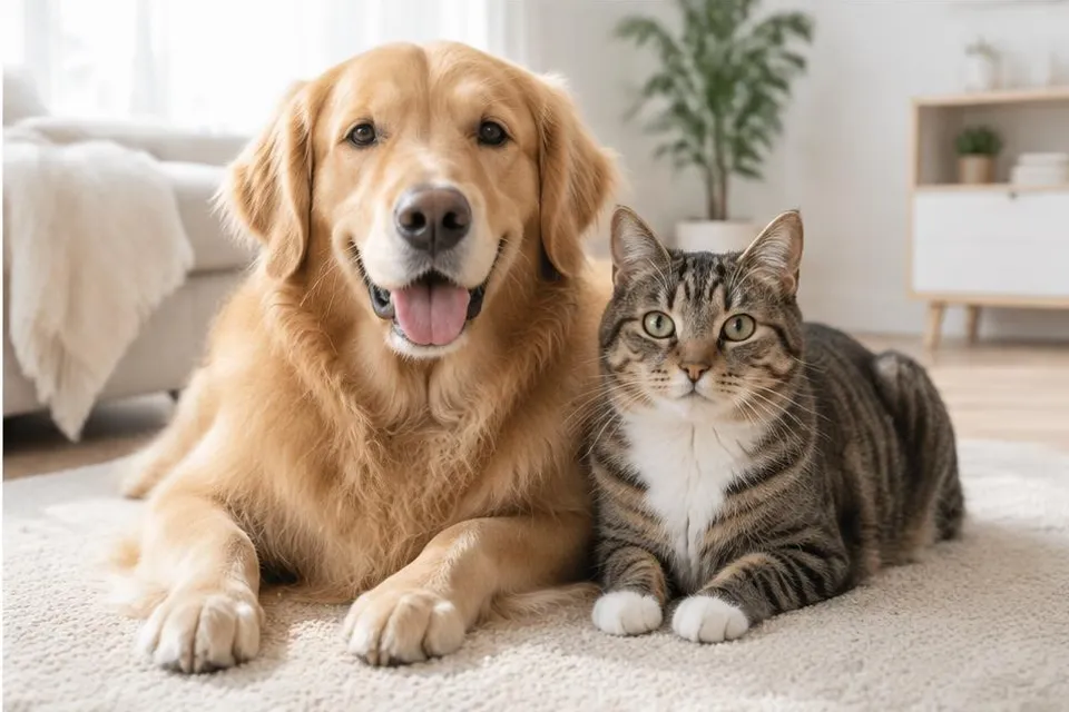 Illustratie: hond en kat samen in huis bij advies over huisdieren